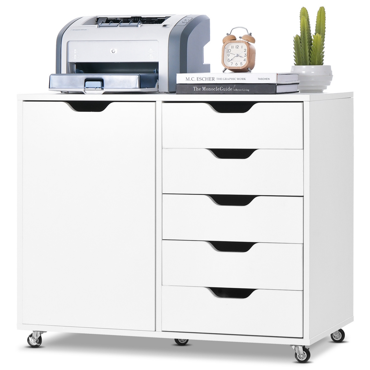 5-Drawer Dresser Chest Mobile Storage Cabinet - White
