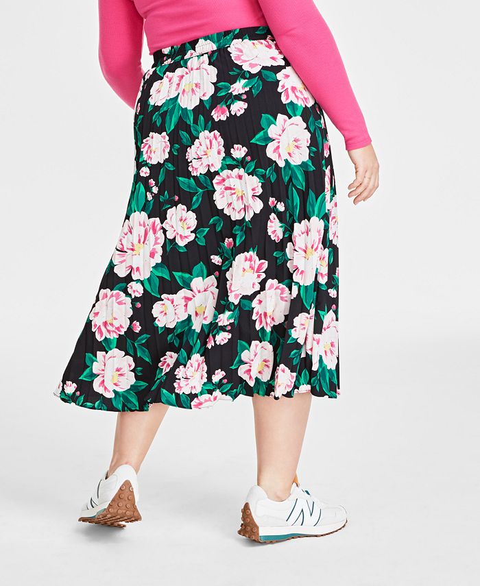 Womens floral pleated midi skirt hotsell