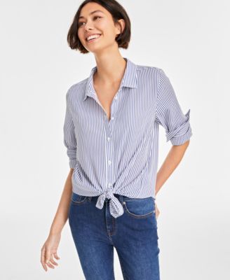 Women's Button-Front Crepe Shirt, Created for Macy's, XXS-4X
