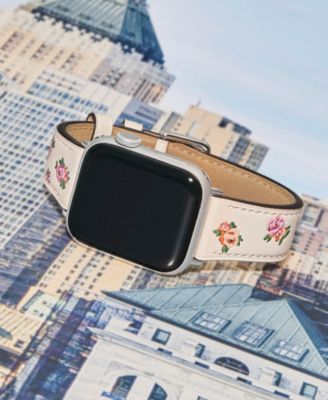 COACH Women's Chalk Floral Leather Apple Band 38mm, 41mm