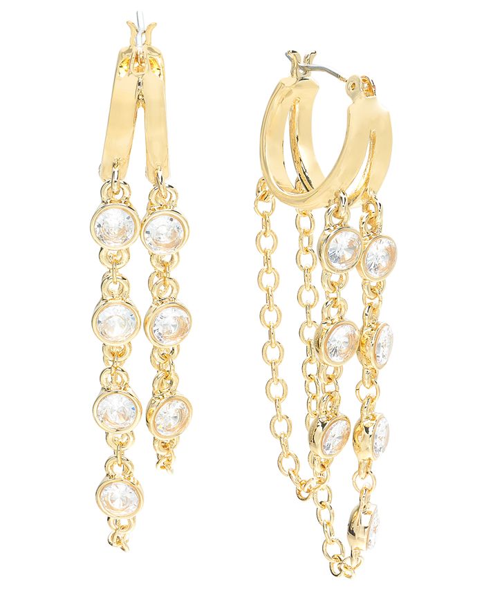 On 34th Chain Cubic Zirconia Drop Earrings, Created for Macy's - Macy's