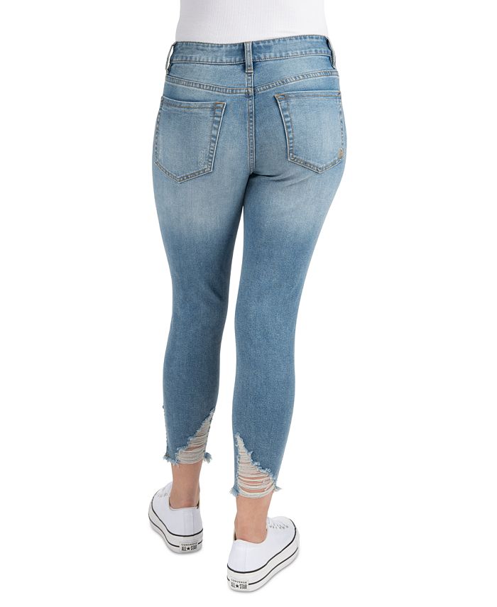 Indigo Rein Juniors' Mid-Rise Distressed Curvy Crop Jeans - Macy's