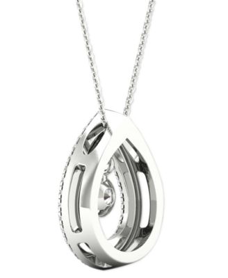 Diamond Orbital Multi Halo Teardrop Pendant Necklace (1/2 ct. t.w.) in 10k White Gold, 16" + 2" extender