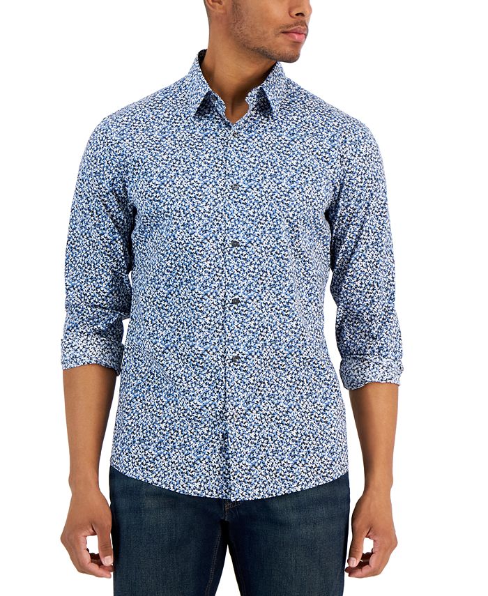 Michael Kors Men s Modern Fit Stretch Leaf Print Button Down Shirt