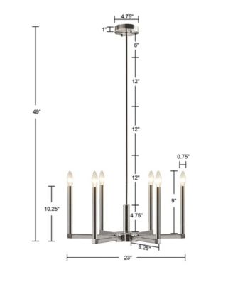 Renzetti 6-Light Contemporary Candelabra Styled Chandelier