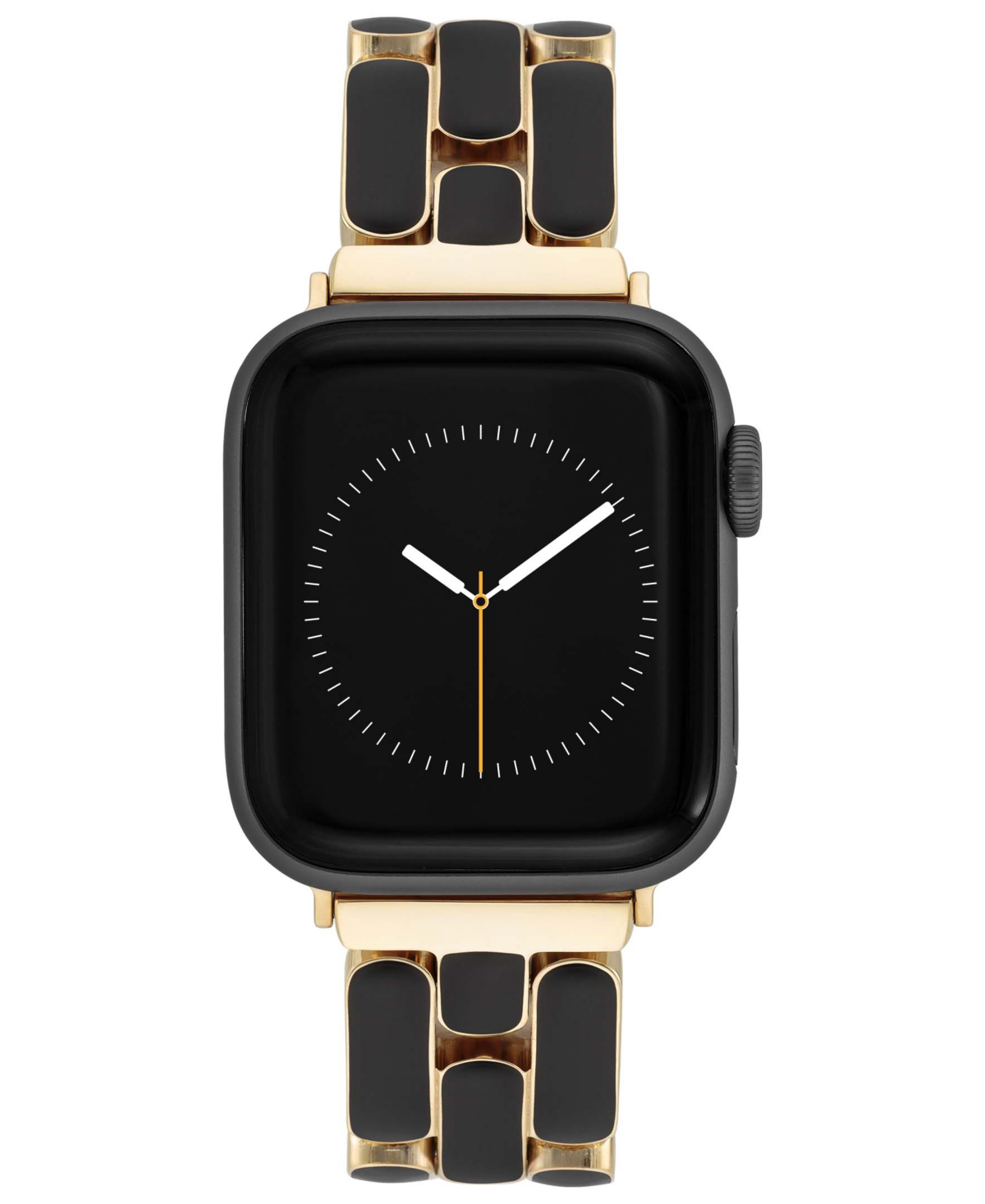 Women's Black Enamel and Gold-Tone Alloy Metal Bracelet designed for Apple Watch 42mm (Series 10) & 38/40/41mm - Black, Gold-Tone