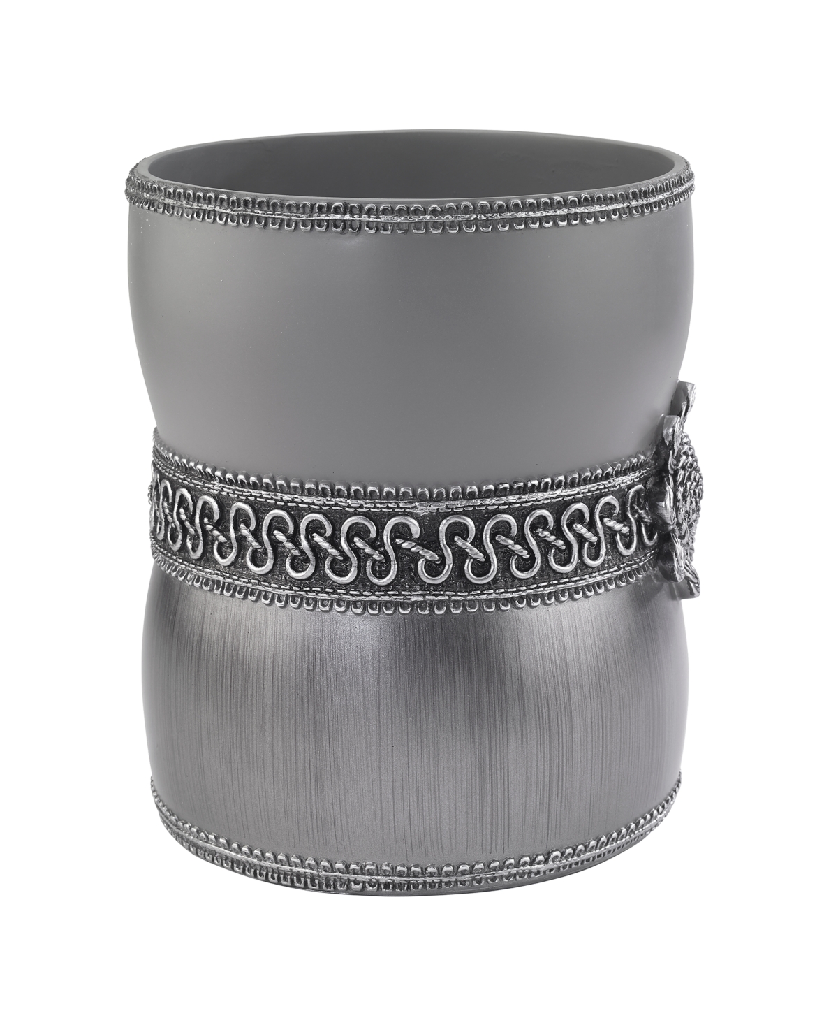 Avanti Braided Medallion Colorblocked Wastebasket In Gray
