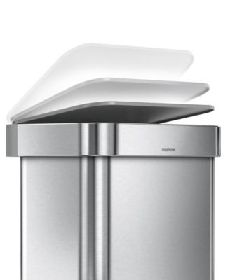 45 Liter Rectangular Step Kitchen Trash Can with Liner Pocket, Stainless Steel with Gray Plastic Lid