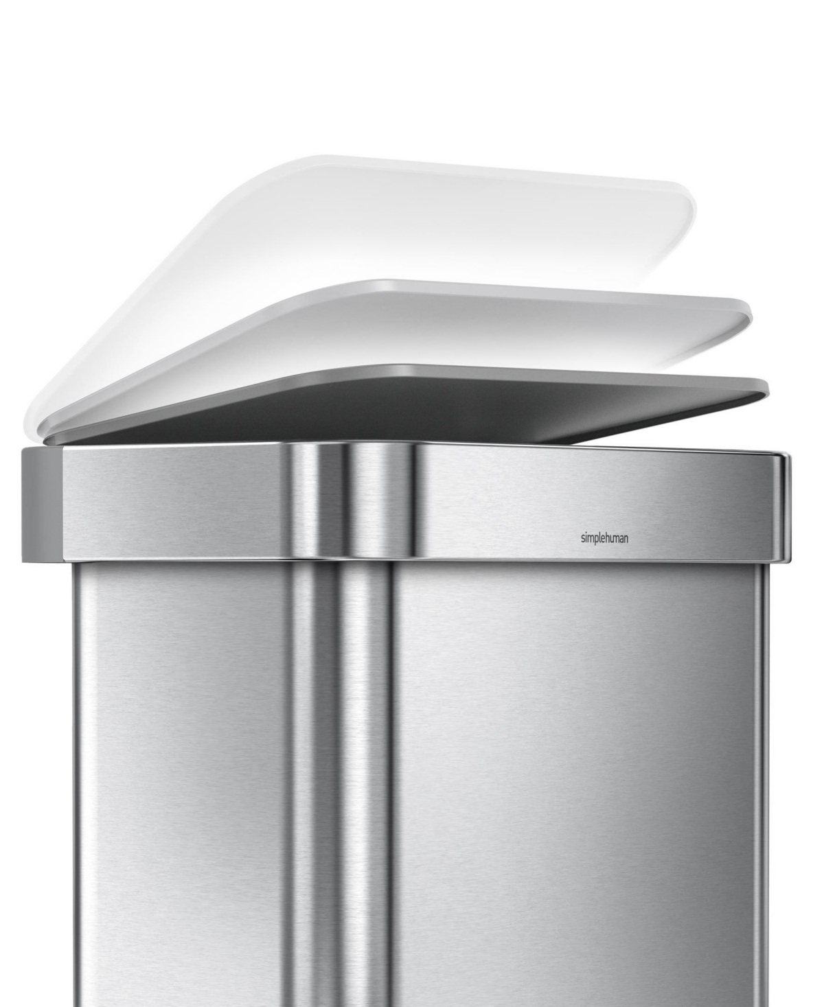 Shop Simplehuman 45 Litre Rectangular Step Can With Liner Pocket With Plastic Lid In Brushed Stainless Steel