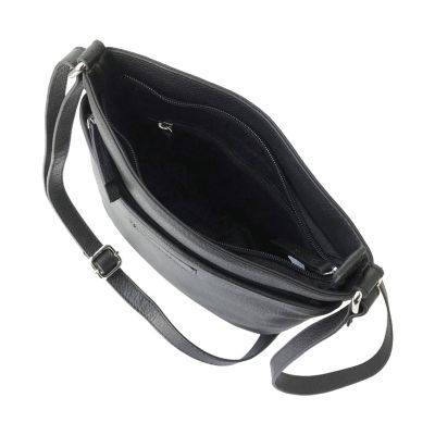 Ladies Leather Top Zipper Crossbody Bag