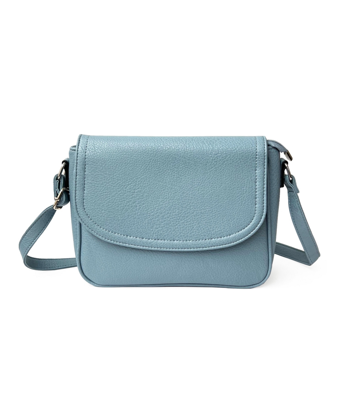 Ladies Crossbody Bag with Front Flap - Powder blue