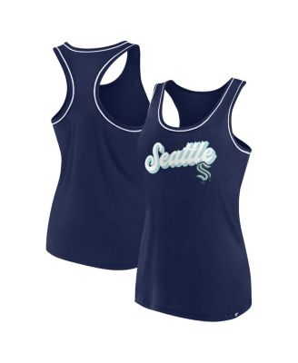 Women's Deep Sea Blue Seattle Kraken Wordmark Logo Racerback Scoop Neck Tank Top