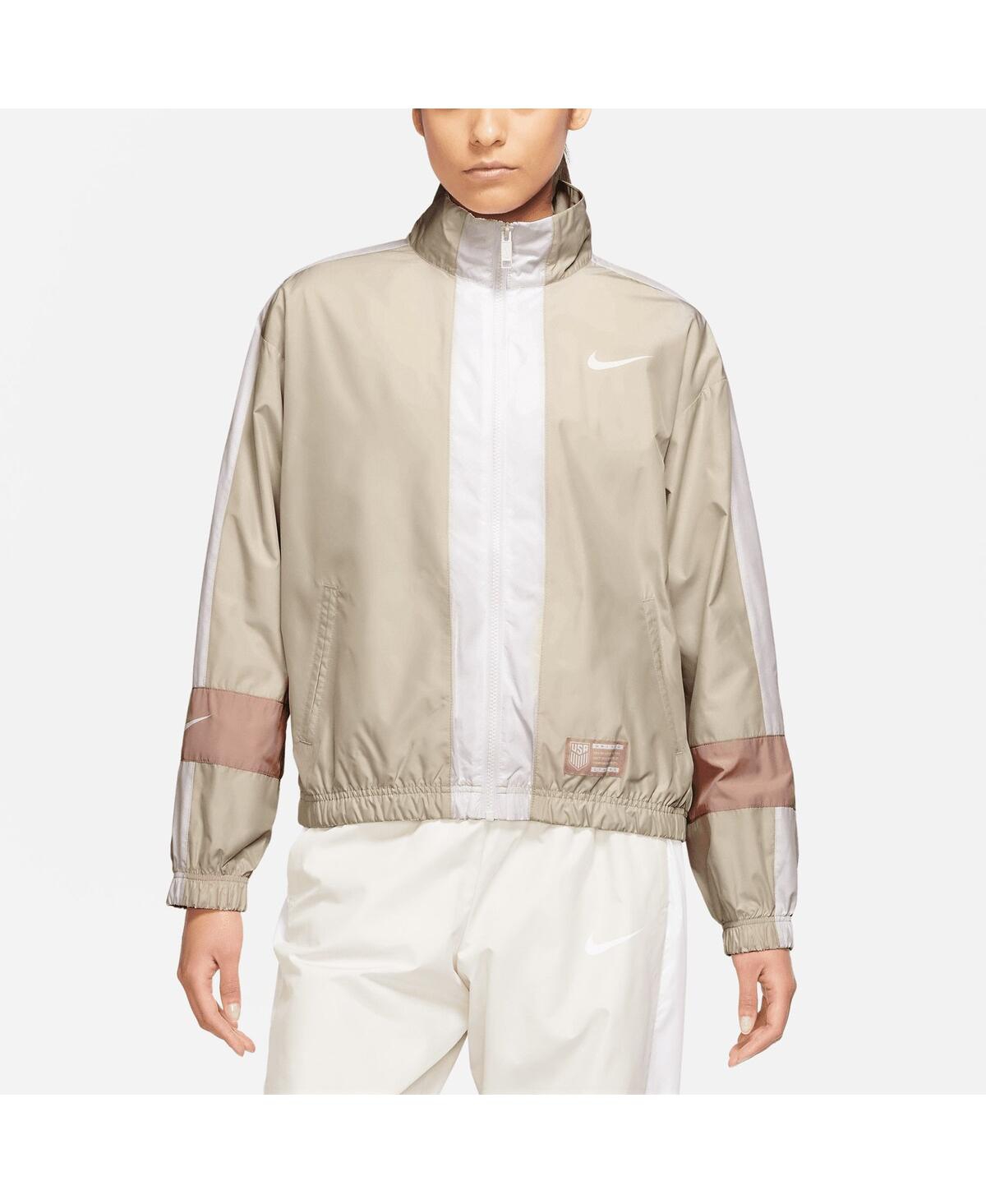 Shop Nike Women's  Tan Usmnt Essential Full-zip Jacket