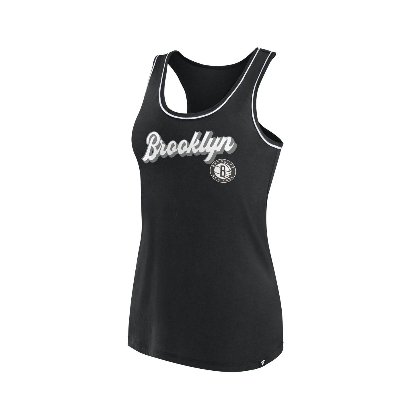 Женский топ Fanatics Black Brooklyn Nets Wordmark Logo Racerback — фото 3