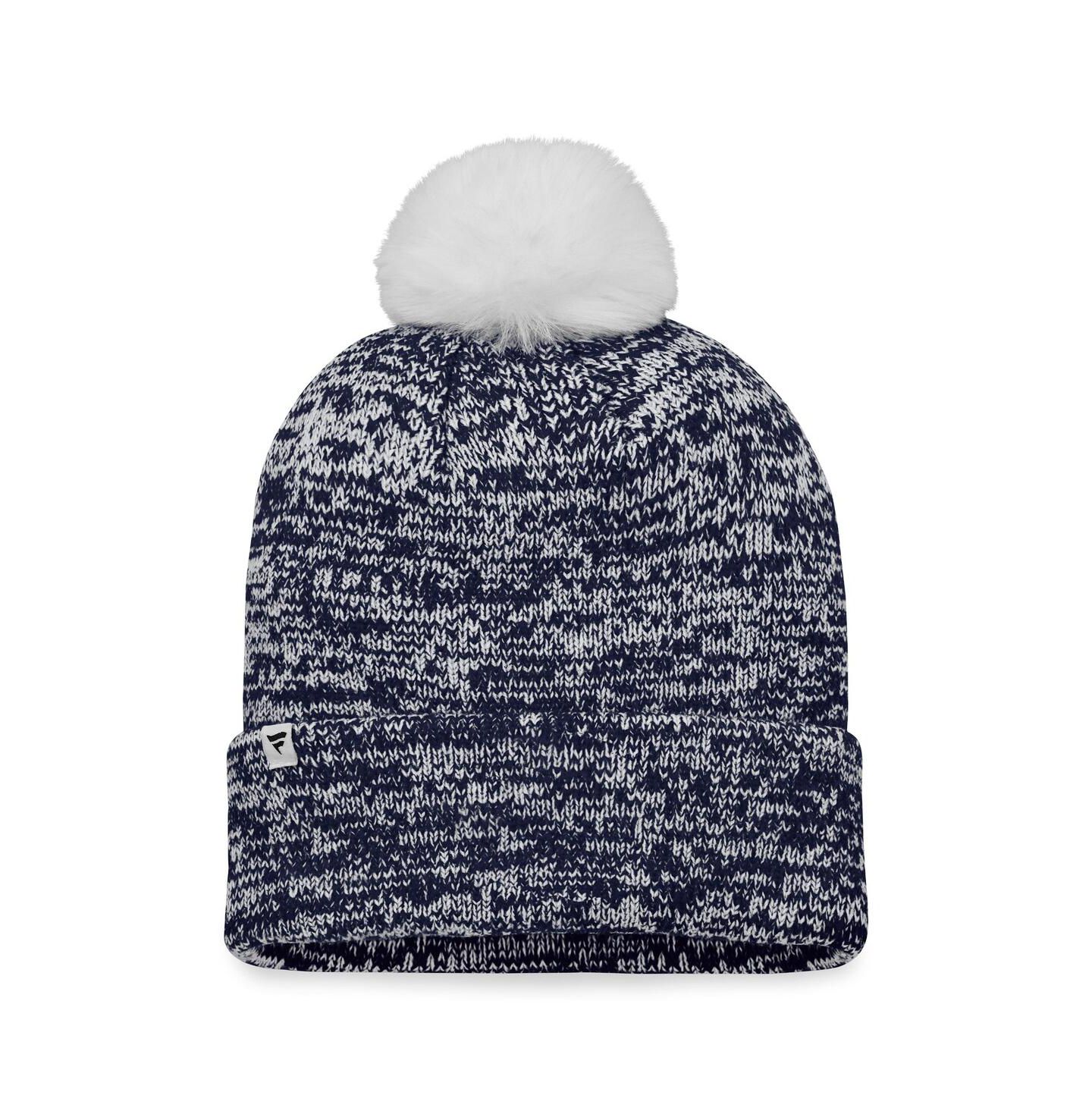 Женская шапка Fanatics Deep Sea Blue Seattle Kraken Glimmer Cuffed Knit Hat with Pom — фото 3