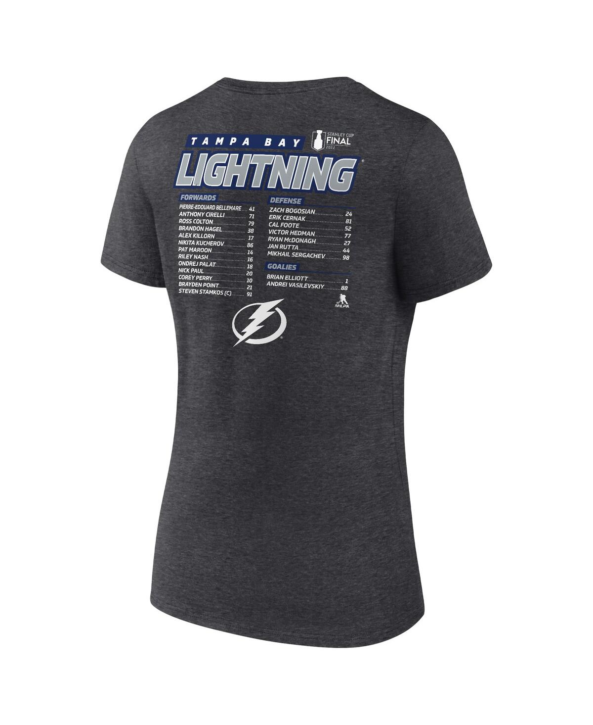 Fanatics Branded Heathered Charcoal Tampa Bay Lightning 2022 Stanley Cup Final Own Goal Roster V-nec In Heathered Charcoal