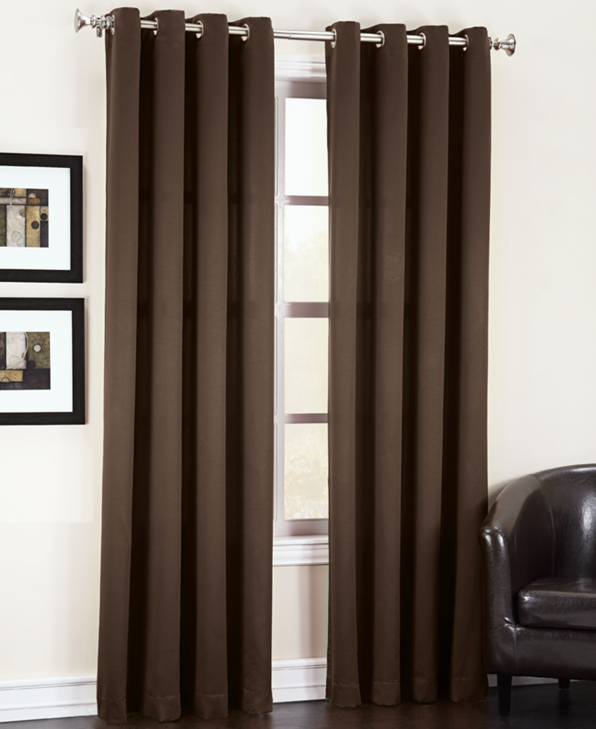 Grant Room Darkening Grommet Curtain Panel - Chocolate