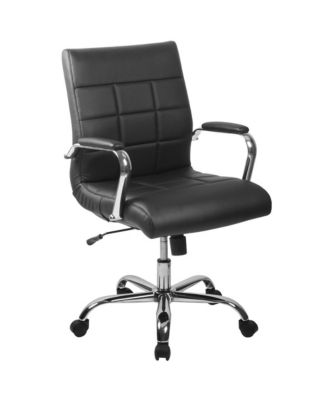 Mid-Back Vinyl Executive Swivel Office Chair With Chrome Base And Arms