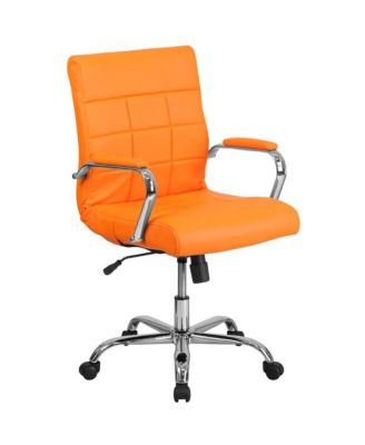 Mid-Back Vinyl Executive Swivel Office Chair With Chrome Base And Arms