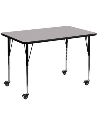 Mobile 36X72 Rectangle Laminate Adjustable Activity Table