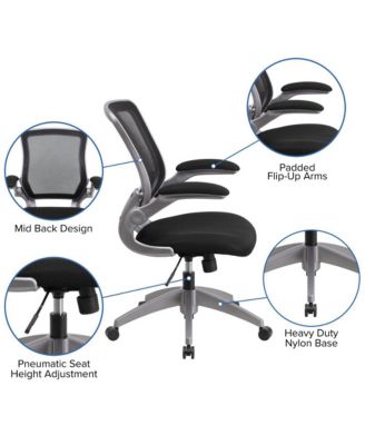 1 PC Metal Mid-Back Mesh Swivel Ergonomic Task Office Chair With Frame & Flip-Up Arms