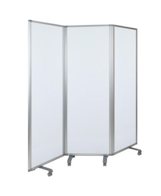 Mobile Magnetic Whiteboard 3 Section Partition With Locking Casters, 72"H X 24"W