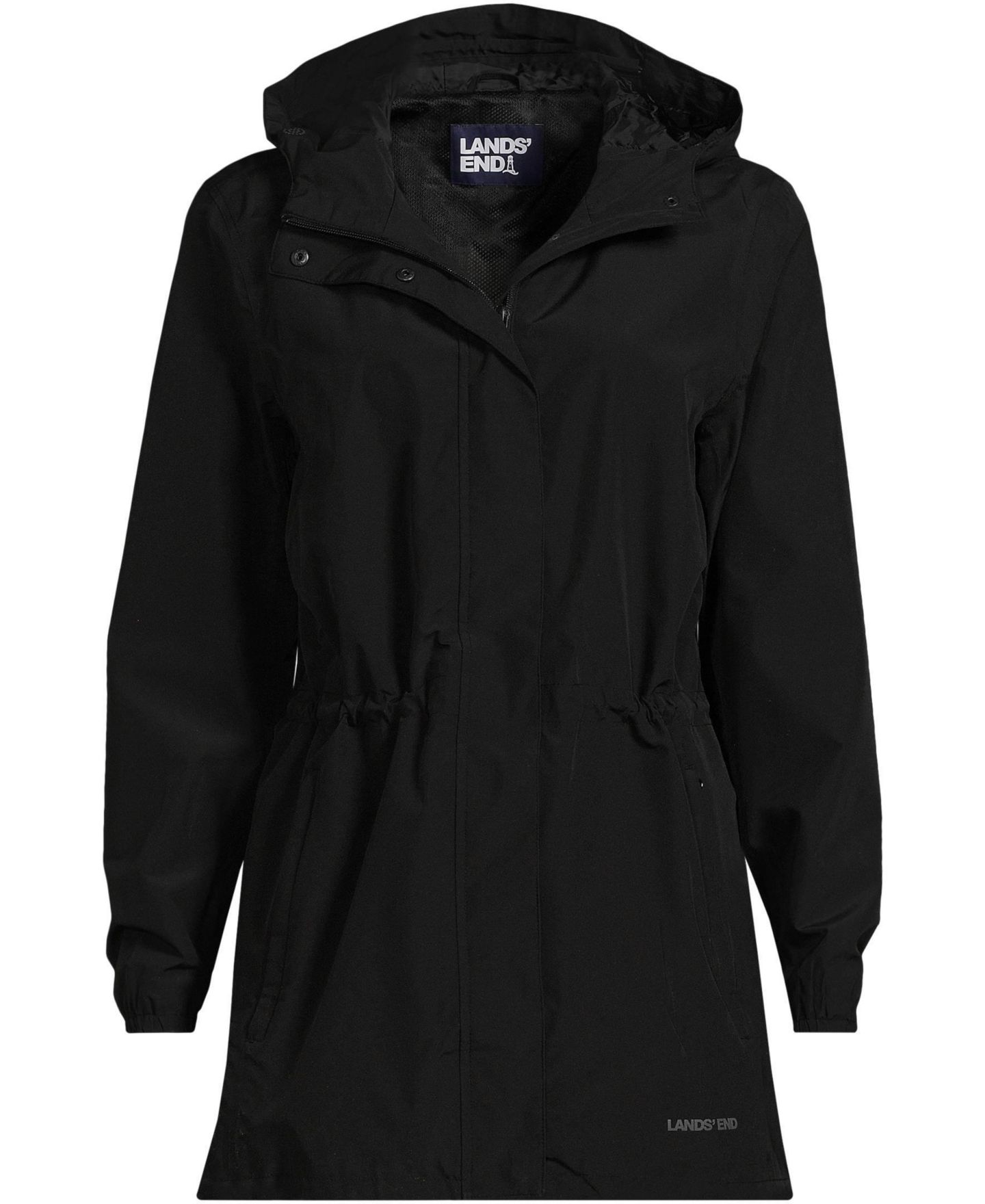 Женские куртки Lands' End Squall Packable Waterproof Raincoat, цвет: Чёрный — фото 15