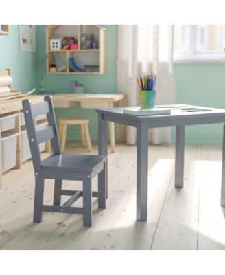 Kids 3 Piece Solid Hardwood Table And Chair Set For Playroom, Kitchen