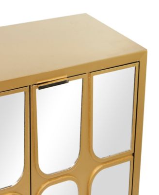 32" Wood 1 Shelf and 3 Doors Cabinet with Mirrored Front