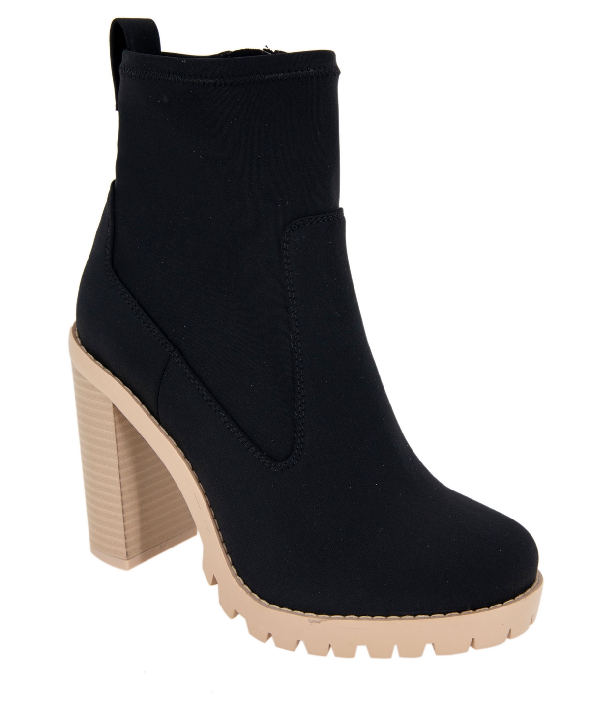 BCBGeneration Women's Pella Lug Sole Boots - Black Neoprene - Fabric