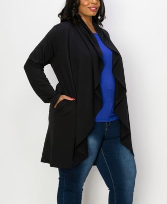 Plus Size Draped Flyaway Cardigan Duster Knit Top