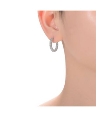 White Gold Plated Round Cubic Zirconia Hoop Earrings