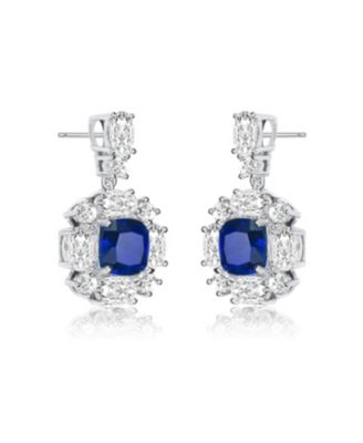 White Gold Plated Cubic Zirconia Accent Dangle Earrings