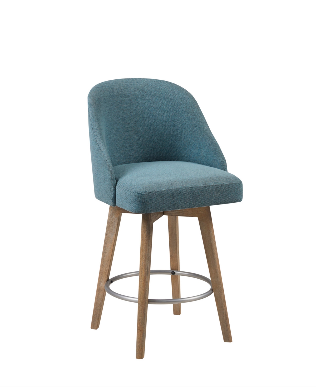 Madison Park Pearce 25.75" Wood Legs Swivel Seat Counter Stool In Blue
