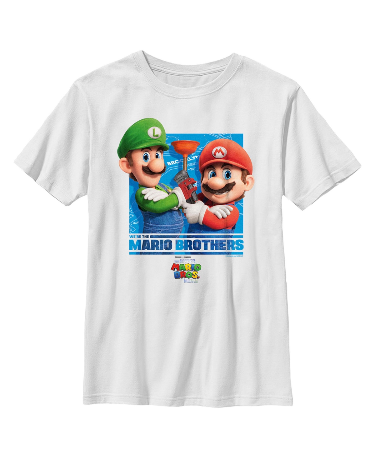 Nintendo Boy's The Super Mario Bros. Movie We're The Mario Brothers Child T-shirt In White