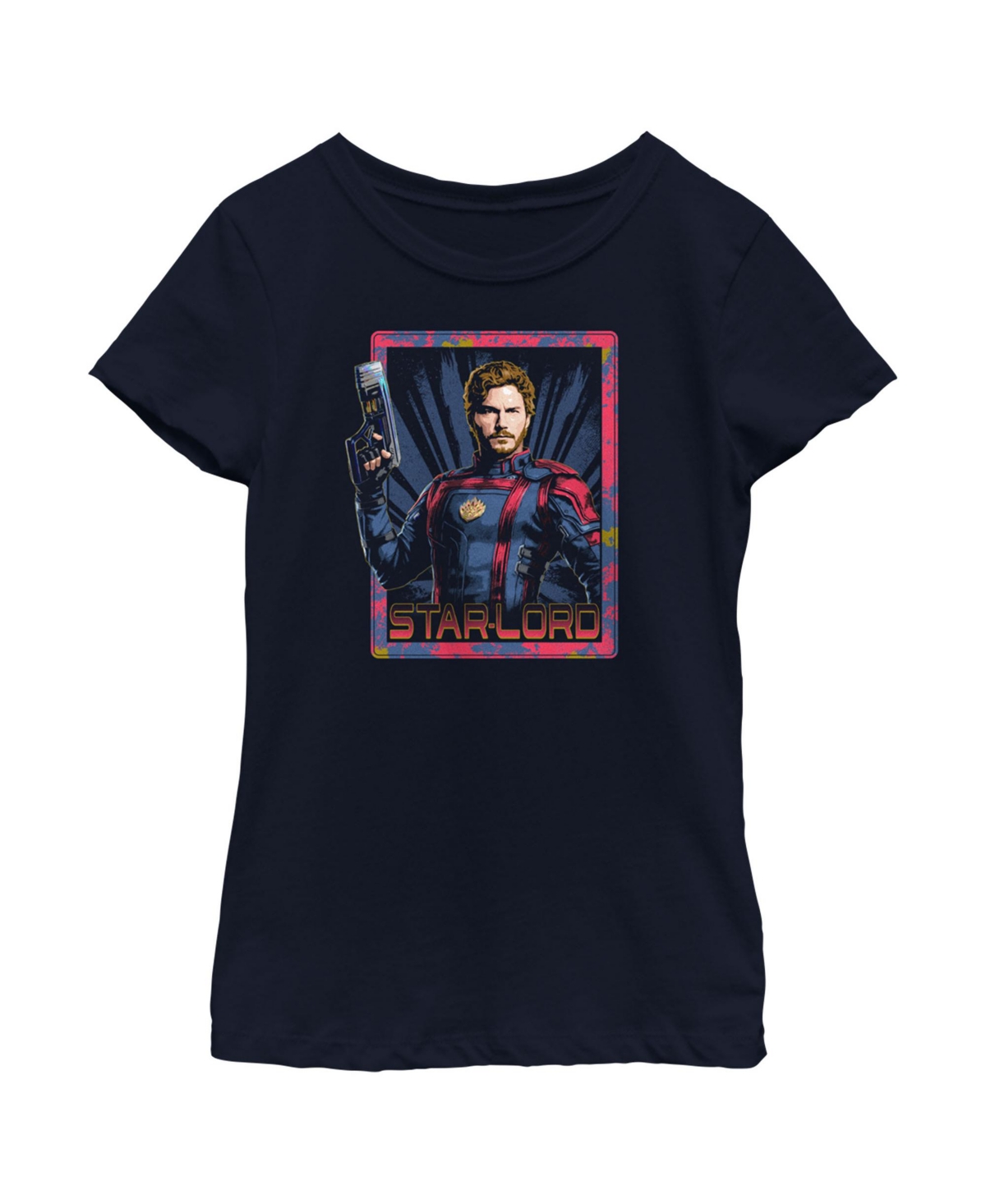 Marvel Girl's Guardians Of The Galaxy Vol. 3 Star-lord Square Child T-shirt In Navy Blue