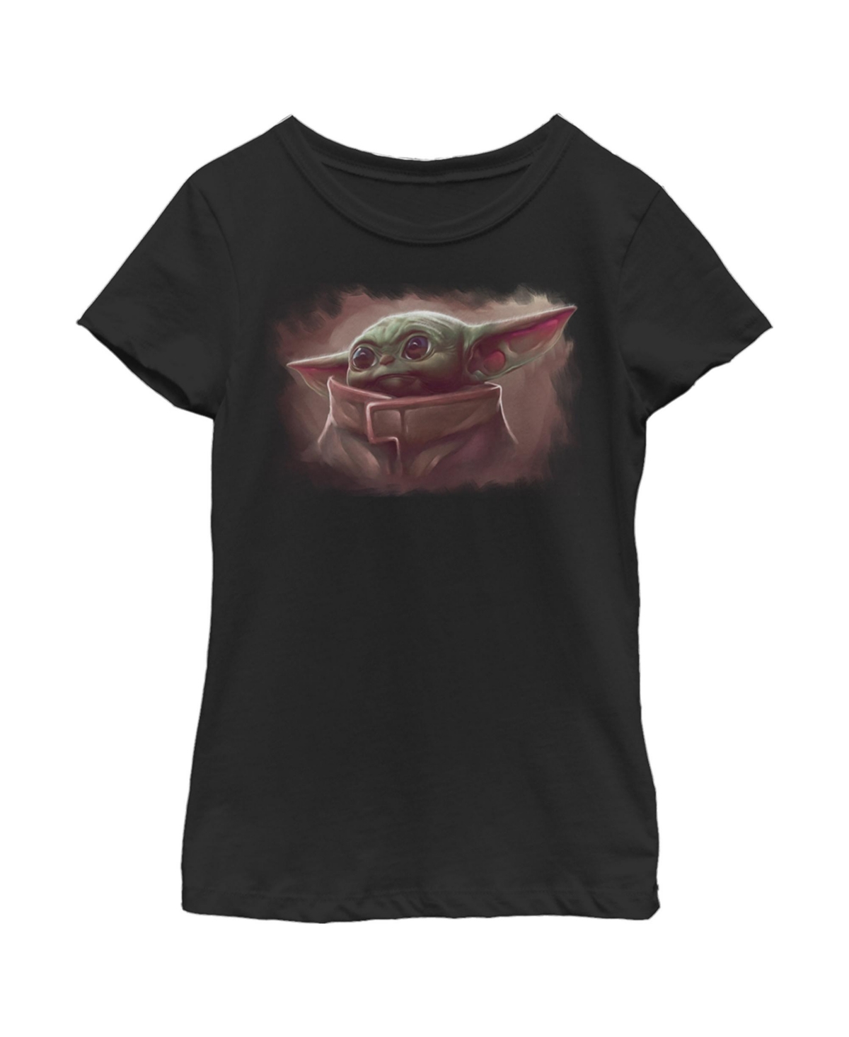 Disney Lucasfilm Girl's Star Wars: The Mandalorian Grogu Cute Painting Child T-shirt In Black