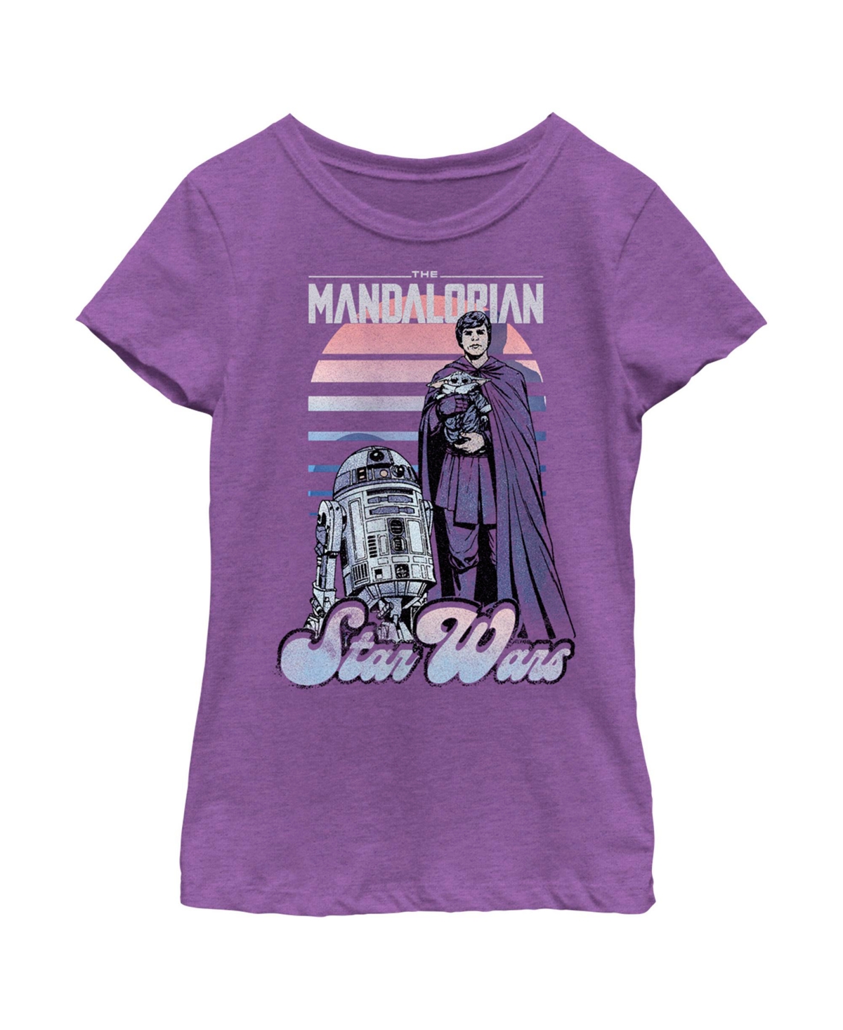 Disney Lucasfilm Girl's Star Wars: The Mandalorian Retro R2-d2 Poster Child T-shirt In Purple Berry