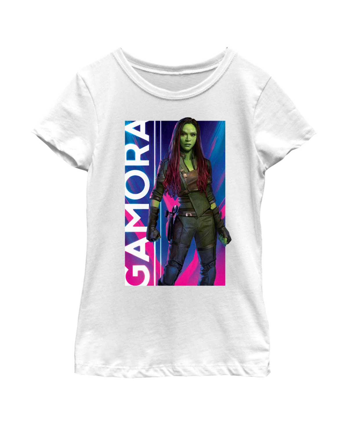 Marvel Kids' Girl's Guardians Of The Galaxy Vol. 3 Gamora Poster Child T-shirt In White