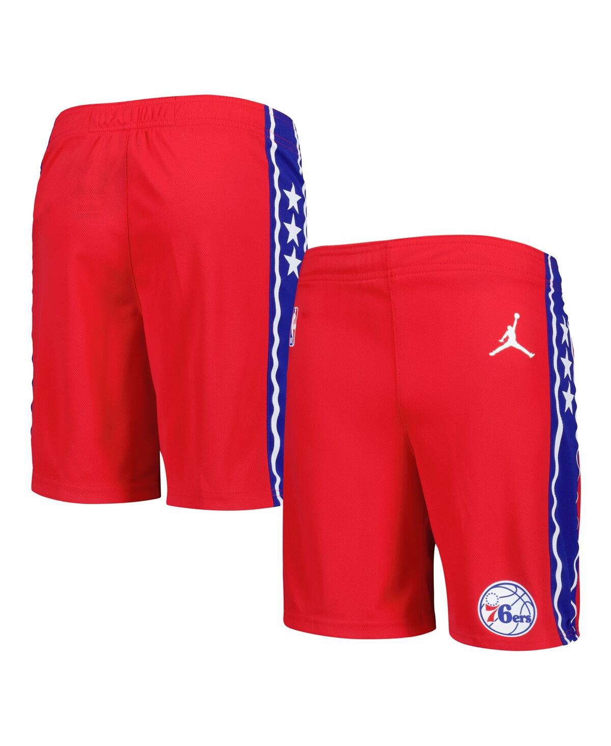 Jordan Big Boys And Girls  Brand Red Philadelphia 76ers Statement Edition Swingman Performance Shorts In Red