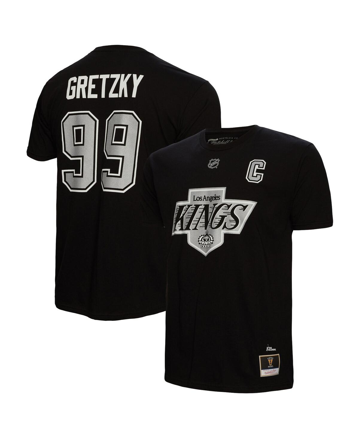 Mitchell & Ness Men's  Wayne Gretzky Black Los Angeles Kings Name And Number T-shirt