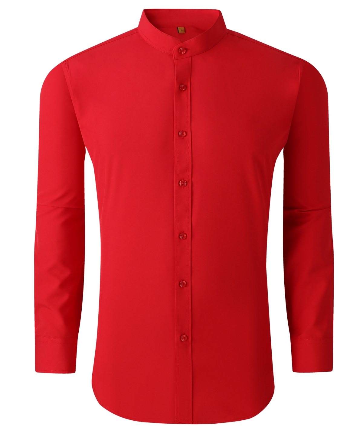 Men's Slim Fit Solid Performance Collarless Button Down Shirt - Olive