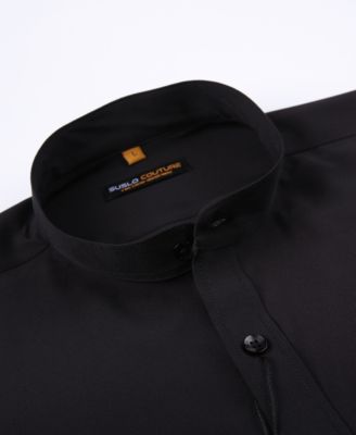 Men's Slim Fit Solid Performance Collarless Button Down Shirt