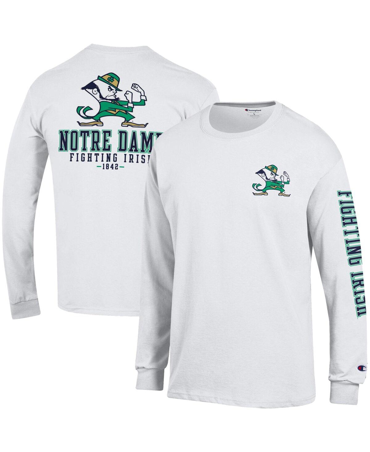 Shop Champion Men's  White Notre Dame Fighting Irish Team Stack 3-hit Long Sleeve T-shirt