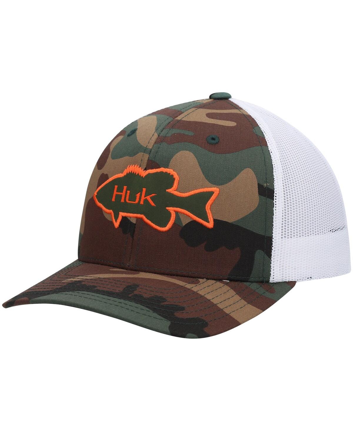 Shop Huk Men's  Camo Bass Trucker Snapback Hat