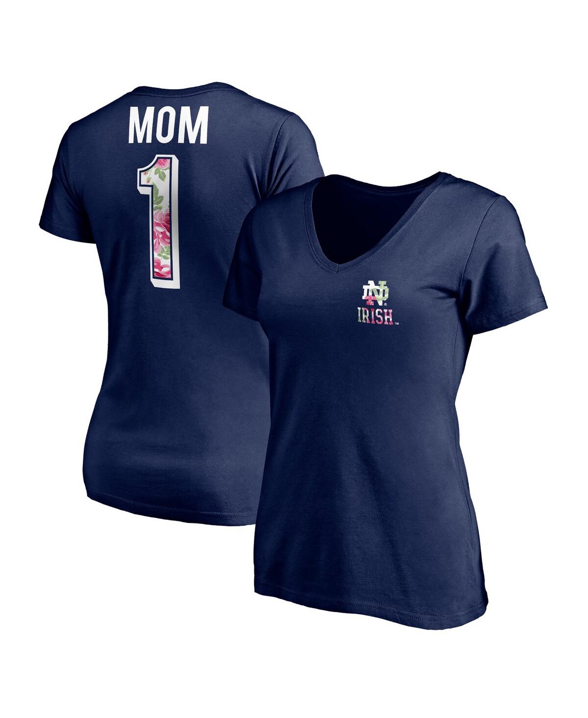 Women's FanaticsNotre Dame Fighting Irish Mother's Day Logo V-Neck T-shirt - Navy