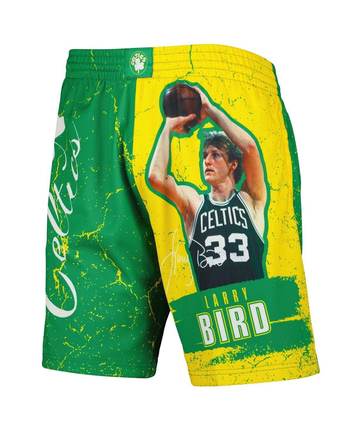 Shop Mitchell & Ness Men's  Larry Bird Green Boston Celtics Hardwood Classics Player Burst Shorts
