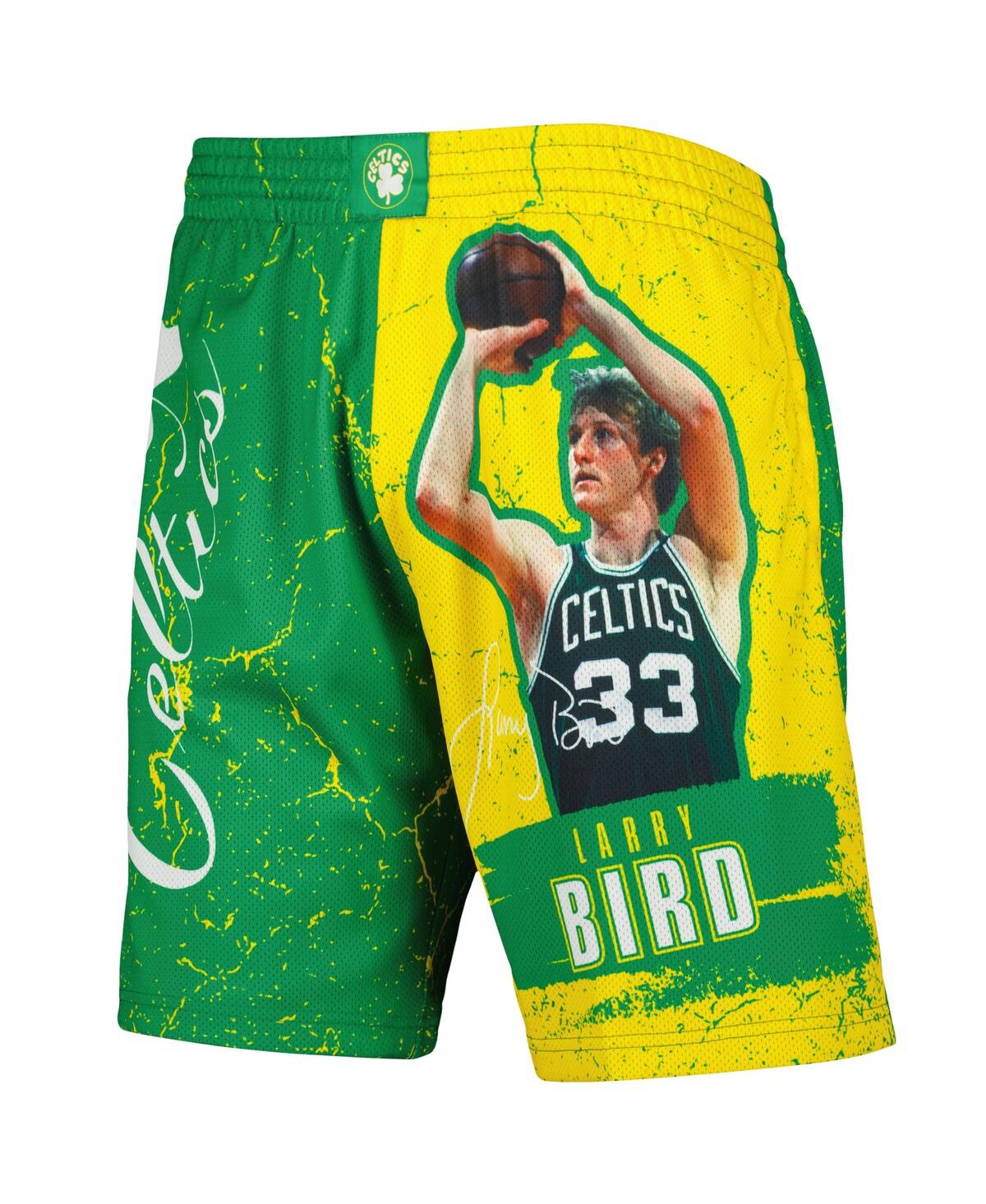 Mitchell & Ness Men's  Larry Bird Green Boston Celtics Hardwood Classics Player Burst Shorts In Green