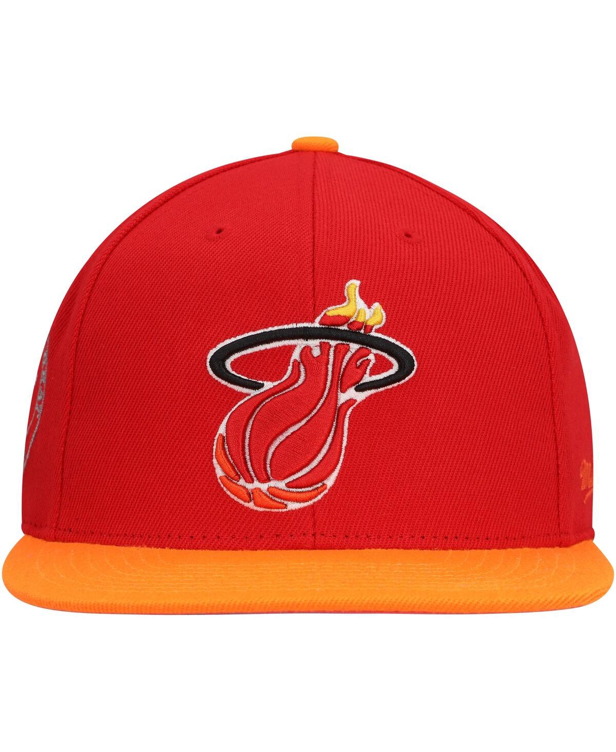 Men's Mitchell & Ness Orange Miami Heat Hardwood Classics Team Side Fitted Hat - Orange