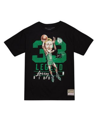 Men's Larry Bird Black Boston Celtics Hardwood Classics Caricature T-shirt